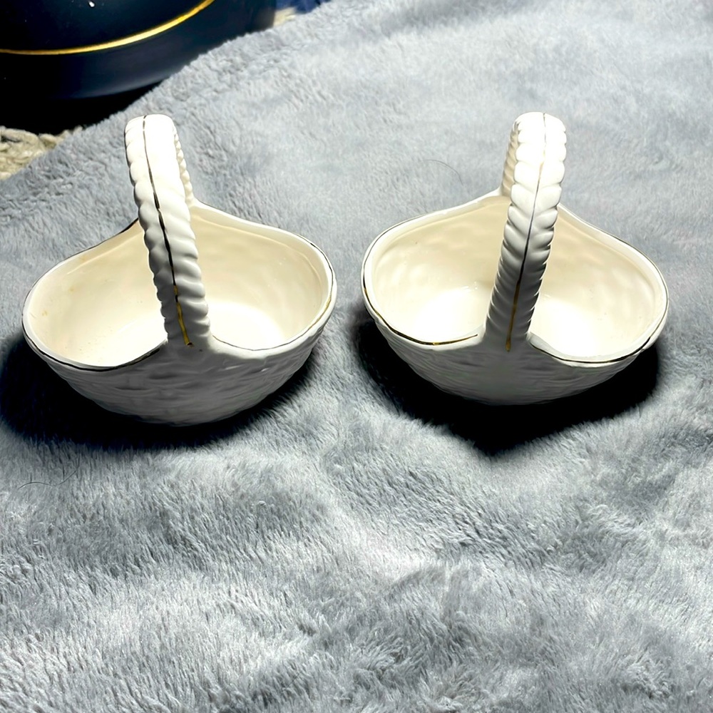 Pair of vintage Lego white porcelain baskets